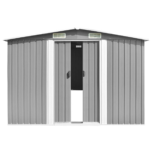 Helloshop26 Abri de jardin cabane cabanon maison de stockage remise extérieur hangar outils robuste 257 x 779 x 181 cm acier galvanisé gris 02_0022233