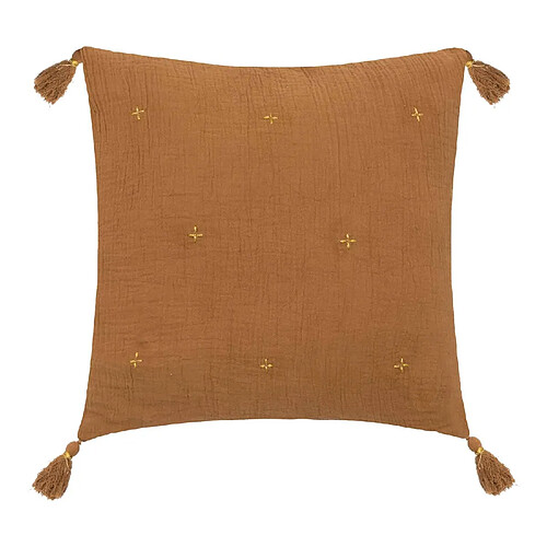 Atmosphera, Createur D'Interieur Coussin de chaise brodé rectangulaire Starke - 40 x 40 cm - Cannelle