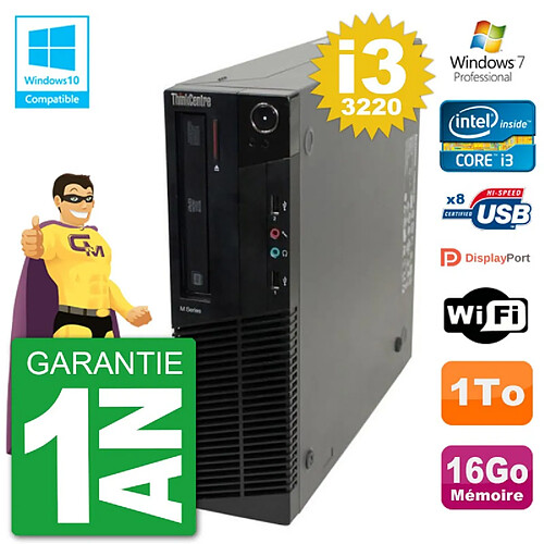 PC Lenovo ThinkCentre M82 SFF i3-3220 RAM 16Go Disque 1To Graveur DVD Wifi W7 · Occasion