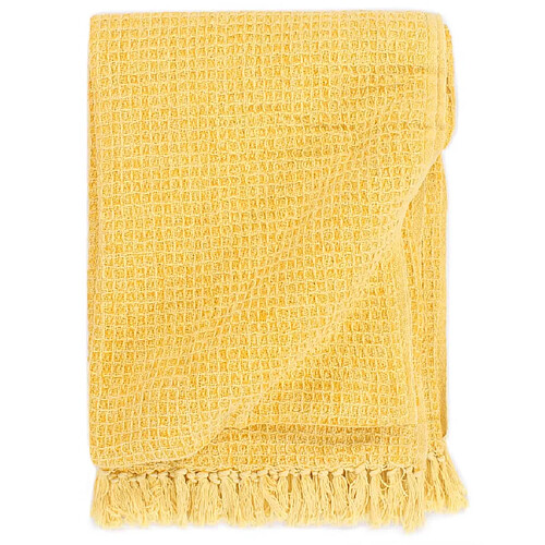 vidaXL Couverture en coton 220 x 250 cm Jaune moutarde