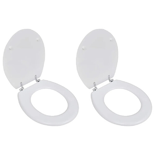 vidaXL Sièges de toilette avec couvercles 2 pcs MDF Blanc