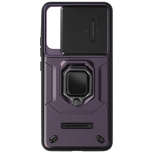 Avizar Coque pour Xiaomi 14 Bague Support Antichoc Cache Caméra Coulissant Violet Foncé