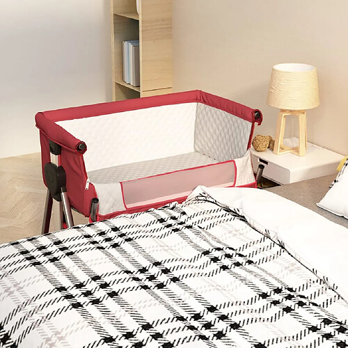 vidaXL Lit pour bébé avec matelas Rouge Tissu de lin