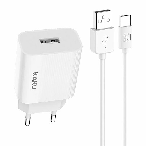 iKaku KSC-314 Prises USB EU Chargeur Secteur 2,4A + Câble Type-C 1m Blanc