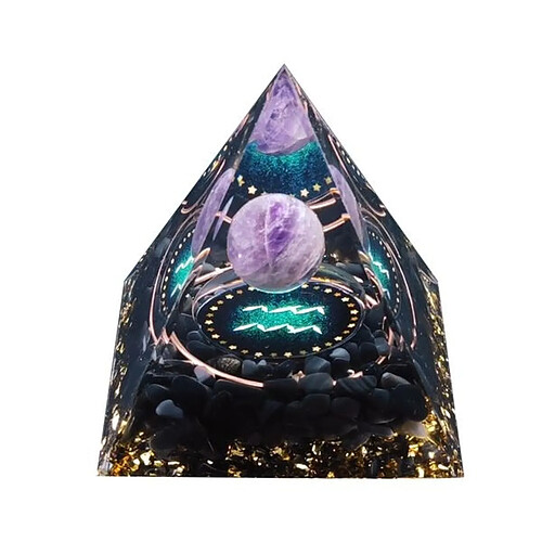 Totalcadeau Pyramide Orgonite Constellation du zodiaque Verseau améthyste