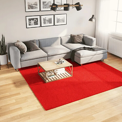 vidaXL Tapis HUARTE à poils courts doux et lavable rouge 240x240 cm