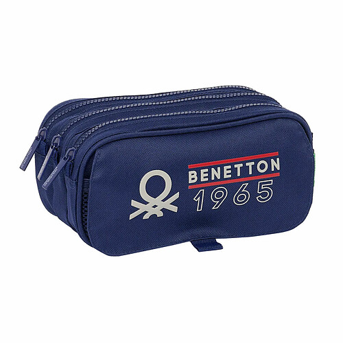 Trousse Fourre-Tout Triple Benetton Varsity Gris Blue marine 21,5 x 10 x 8 cm