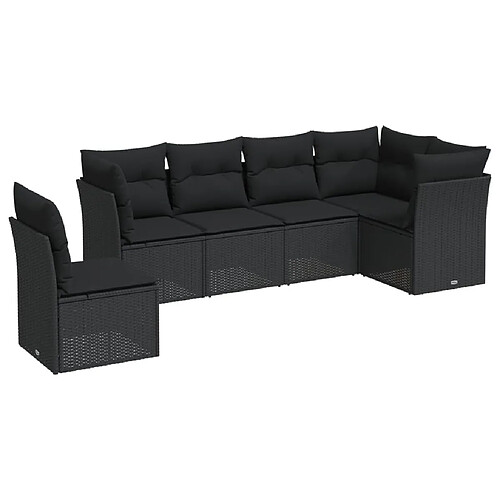 Maison Chic Salon de jardin 6 pcs avec coussins | Ensemble de Table et chaises | Mobilier d'Extérieur noir résine tressée -GKD78334