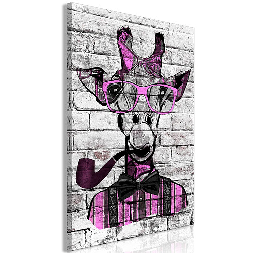 Artgeist Tableau - Giraffe with Pipe (1 Part) Vertical Pink [40x60]