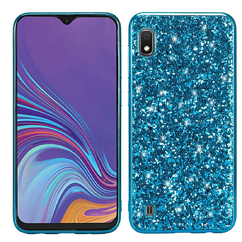 Wewoo Coque Souple TPU antichoc en poudre paillettée pour Galaxy A10 bleu