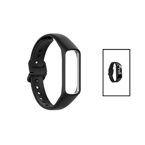 PHONECARE Kit Bracelet SmoothSilicone + Film de Hydrogel pour Samsung Galaxy Fit 2 SM-R220 - Noir