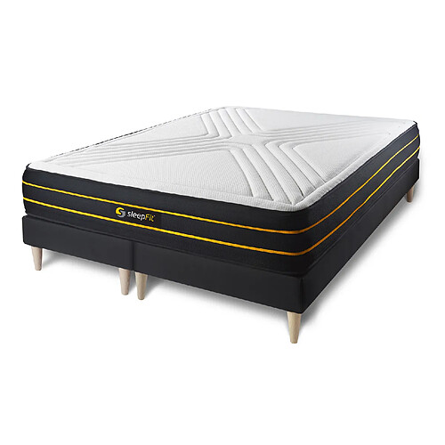 Sleepfit Ensemble double sommier + matelas ULTRA micro ressorts ensachés et mémoire de forme 160x200