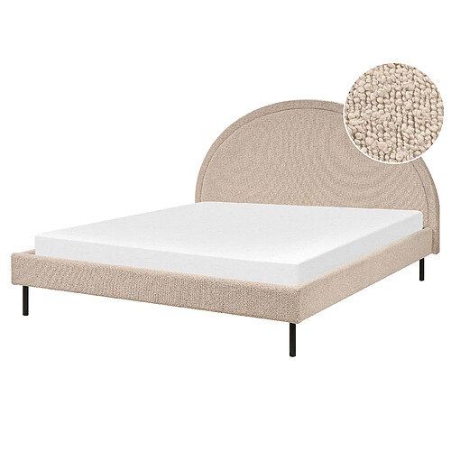 Beliani Lit double bouclé beige 160 x 200 cm MARGUT