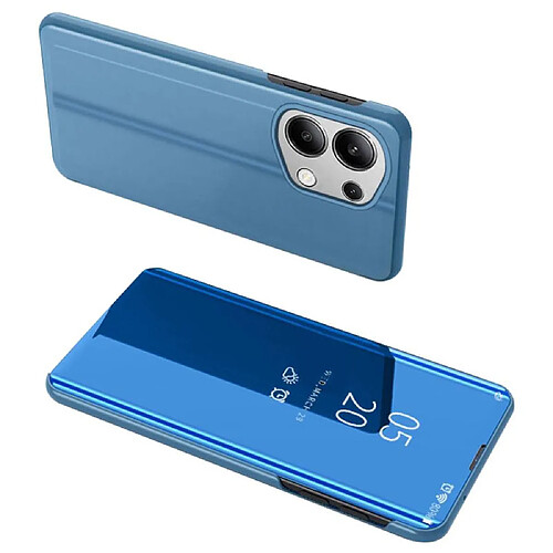 Htdmobiles Housse pour Xiaomi Redmi Note 13 4G - etui coque portefeuille clear view miroir + film ecran - BLEU