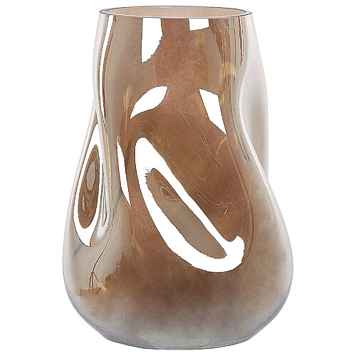 Beliani Vase à fleurs IMEROS Verre 27 cm Marron doré