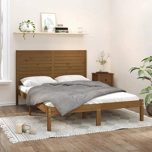 vidaXL Cadre de lit sans matelas marron miel 120x200 cm bois massif