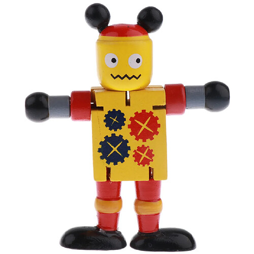 bois noyer marionnettes robots action jouets flexibles articulations poseable jaune