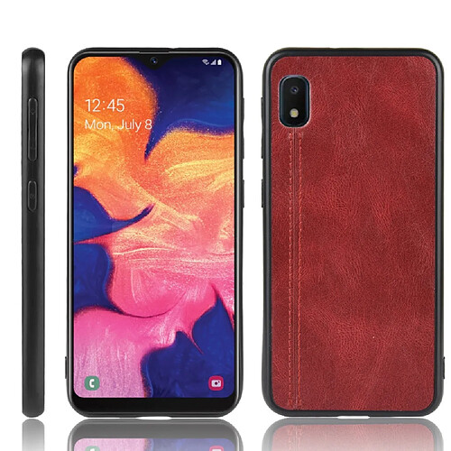 Wewoo Coque Pour Galaxy A10e antichoc couture peau de vache motif PC + PU + TPU rouge