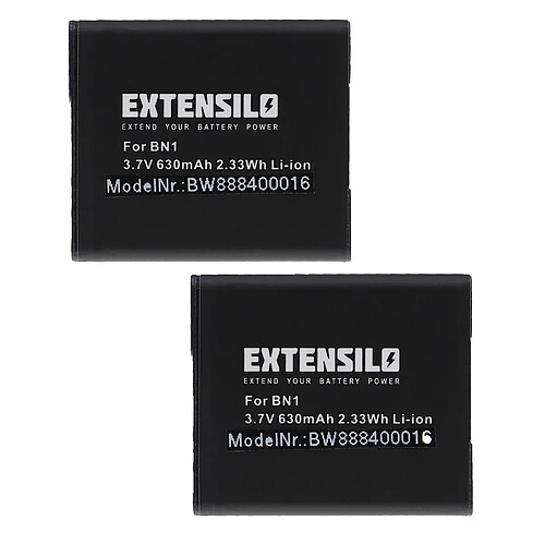 Vhbw EXTENSILO 2x Batteries remplacement pour Sony NP-BN1 pour appareil photo, reflex numérique (630mAh, 3,7V, Li-ion)