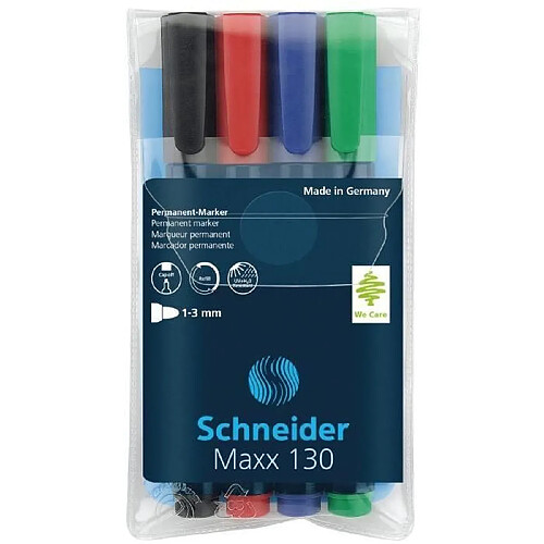 Schneider Maxx 130 Marqueur permanent Bleu Foncé Pochette de 4