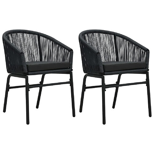 vidaXL Chaises de jardin lot de 2 Noir Rotin PE