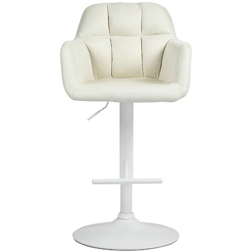 Non Tabouret de bar Natoma tissu blanc