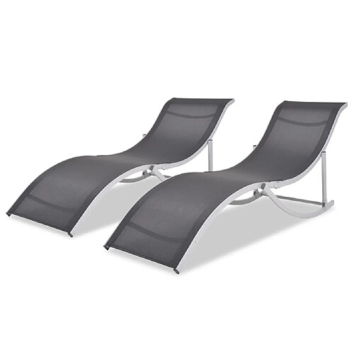 vidaXL Chaises longues lot de 2 noir et gris