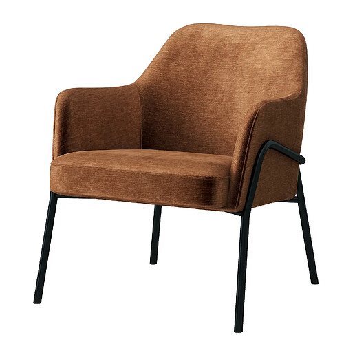 Moloo LAYTON - Fauteuil lounge, tissu chenillé Terracota et métal noir mat