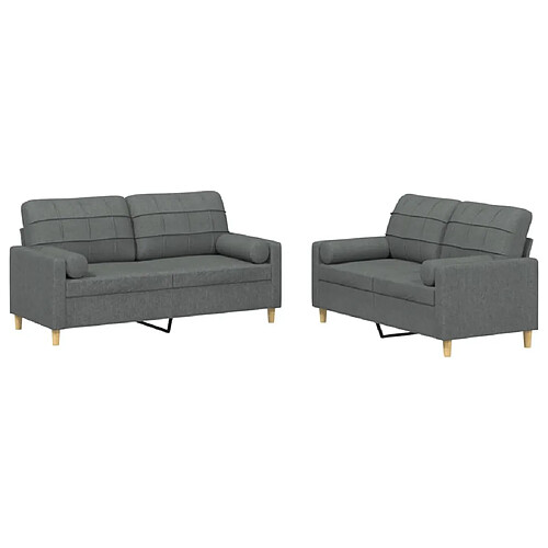 Maison Chic Ensemble de canapés 2 pcs coussins, Canapé droit Sofa pour Salon gris foncé tissu -GKD867297