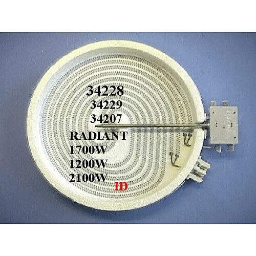 Plaque radiant 1200 w 230 v dia 140 m/m