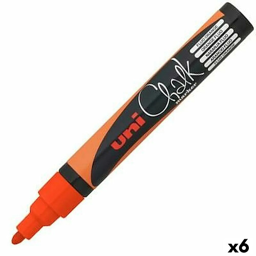 Uni Ball marqueur craie liquide Uni-Ball PWE-5M Fluor Orange (6 Unités)