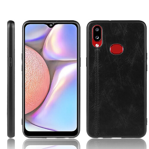 Wewoo Coque Pour Galaxy A10s antichoc couture peau de vache motif PC + PU + TPU noir