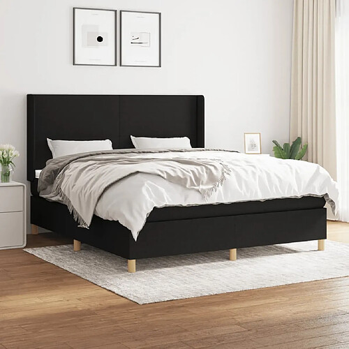 Maison Chic Lit Adulte - Lit simple Lit à sommier tapissier avec matelas moelleux - Meuble de Chambre - Noir 160x200 cm Tissu -MN61735