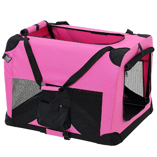 Helloshop26 Cage de transport pour chien box chenil polyester pliant taille S rose 03_0001234