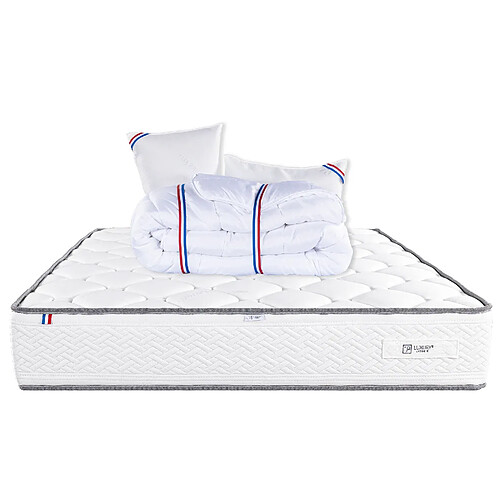 LUXURY LITERIE Matelas 180x200 cm, Iris, 20 cm, mémoire de forme, ferme, face été/hiver + 2 oreillers + couette