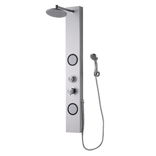 Kiamami Valentina COLONNE DE DOUCHE GRISE EN ALUMINIUM AVEC HYDROMASSAGE