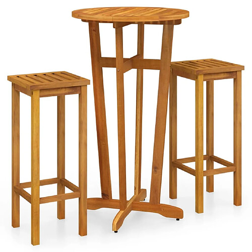 Maison Chic Table de bar et chaises d'extérieur 3 pcs,Ensemble de bar de jardin pour relax bois d'acacia solide -GKD323324