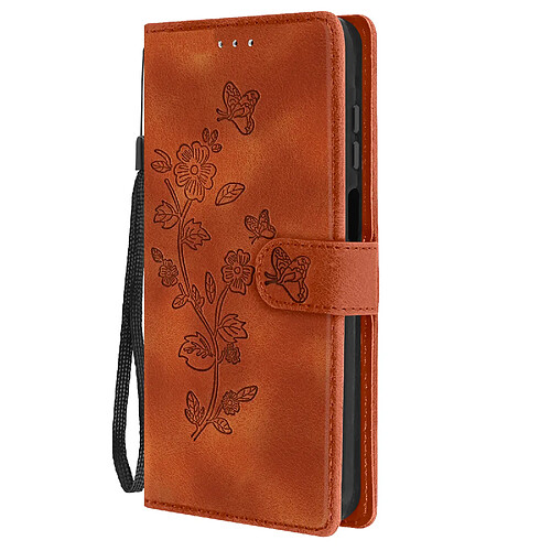 Avizar Étui pour Samsung Galaxy A15 5G Portefeuille Fleur avec Dragonne Camel