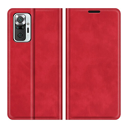 Etui en PU Toucher cutané auto-absorbé avec support rouge pour votre Xiaomi Redmi Note 10 Pro