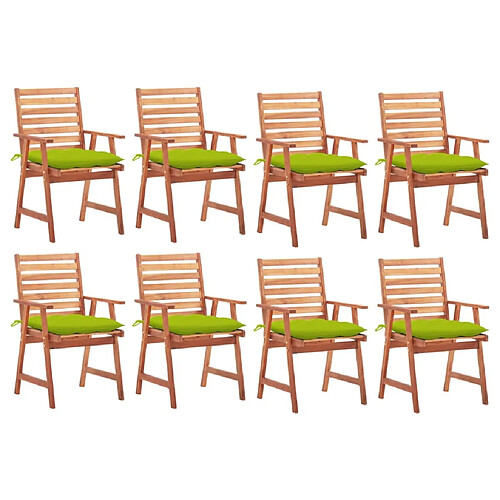 Maison Chic Lot de 8 Chaises à dîner d'extérieur avec coussins | Fauteuil chaises à manger d'extérieur Acacia massif -GKD32420