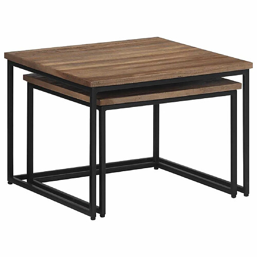 Maison Chic Lot de 2 Tables basses gigognes pour salon | Table à café bois massif de teck -GKD63488