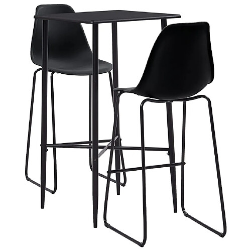 vidaXL Ensemble de bar 3 pcs Plastique Noir