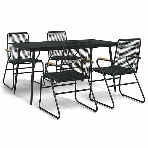 Maison Chic Mobilier à dîner 5 pcs de jardin - Ensemble table et chaises d'extérieur - Salon/Mobilier de jardin classique Noir Rotin PVC -MN35272