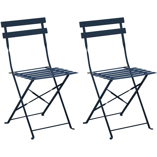 ALIZÉ Chaises pliantes en acier Cuba (Lot de 2) bleu.