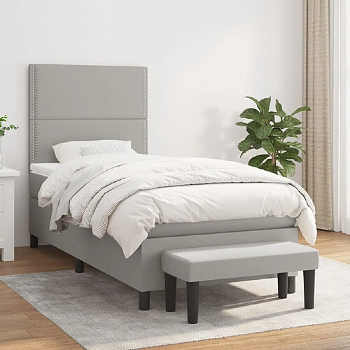 vidaXL Sommier à lattes de lit avec matelas Gris clair 80x200 cm Tissu