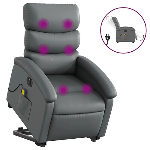 Maison Chic Fauteuil Relax pour salon, Fauteuil inclinable de massage électrique gris similicuir -GKD99802