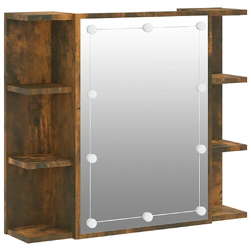 Helloshop26 Armoire à miroir avec led 70 x 16,5 x 60 cm marron 02_0006661