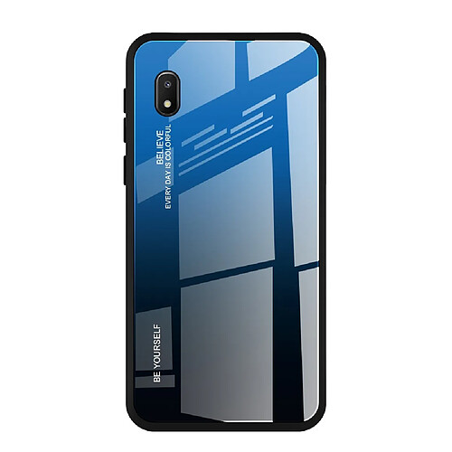 Wewoo Coque Pour Galaxy A10e Gradient Color Glass Case Blue