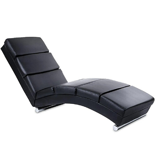 Helloshop26 Chaise longue transat fauteuil de relaxation en synthétique noir 1701003