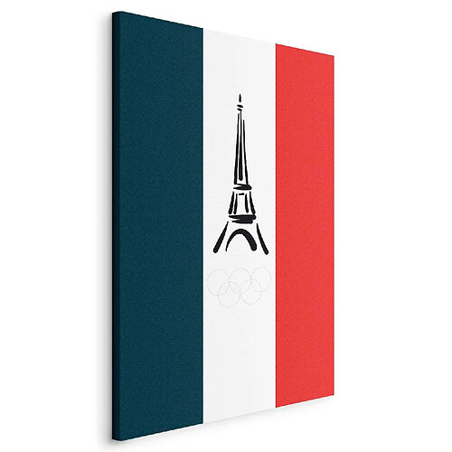 Decoshop26 Tableau toile de décoration impression sur toile Jeux Olympiques de Paris motif Drapeau français avec graphique Tour Eiffel 40x60 cm 11_0018413